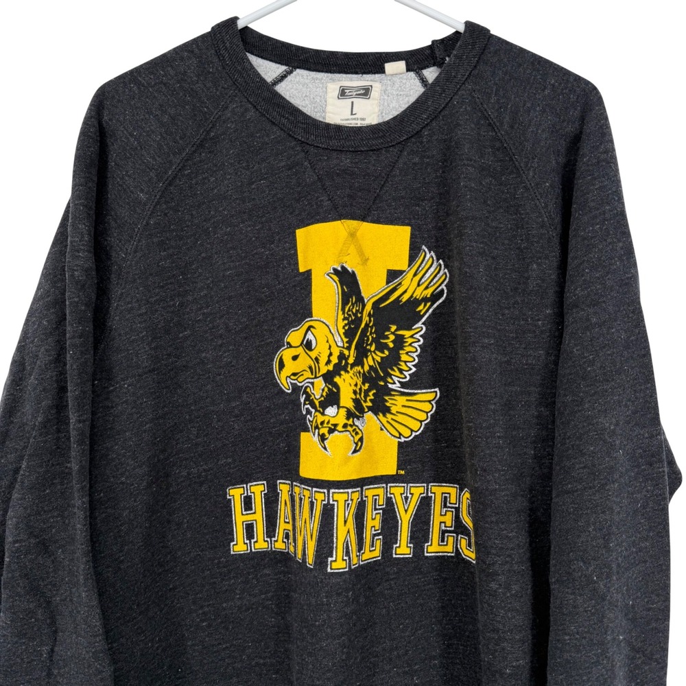 Tailgate Iowa Hawkeyes Sweatshirt Women L Charcoal Gray Raglan Graphic Pullover